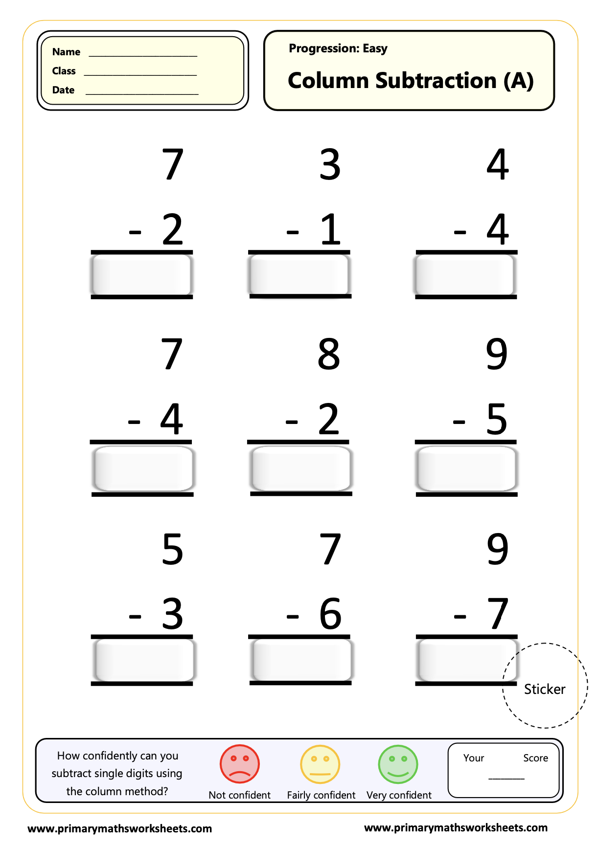 Year 1 Subtraction Worksheets 2