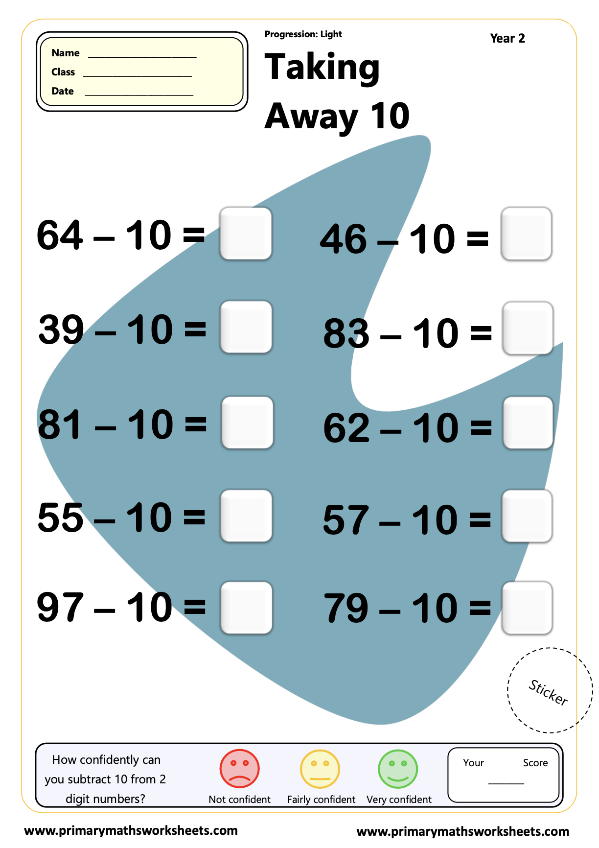Year 2 Subtraction Worksheets 2