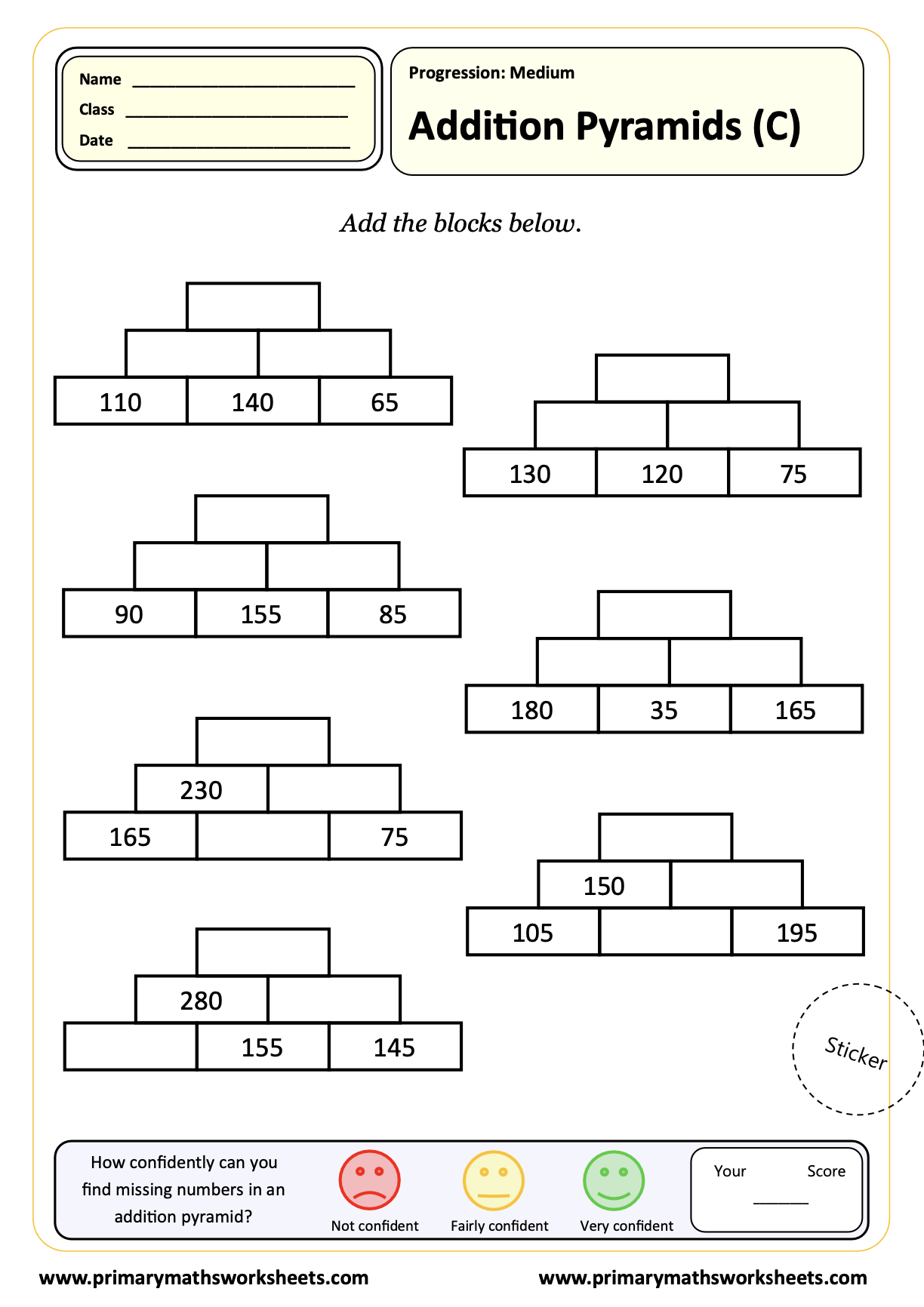 Year 3 Addition Worksheets 2