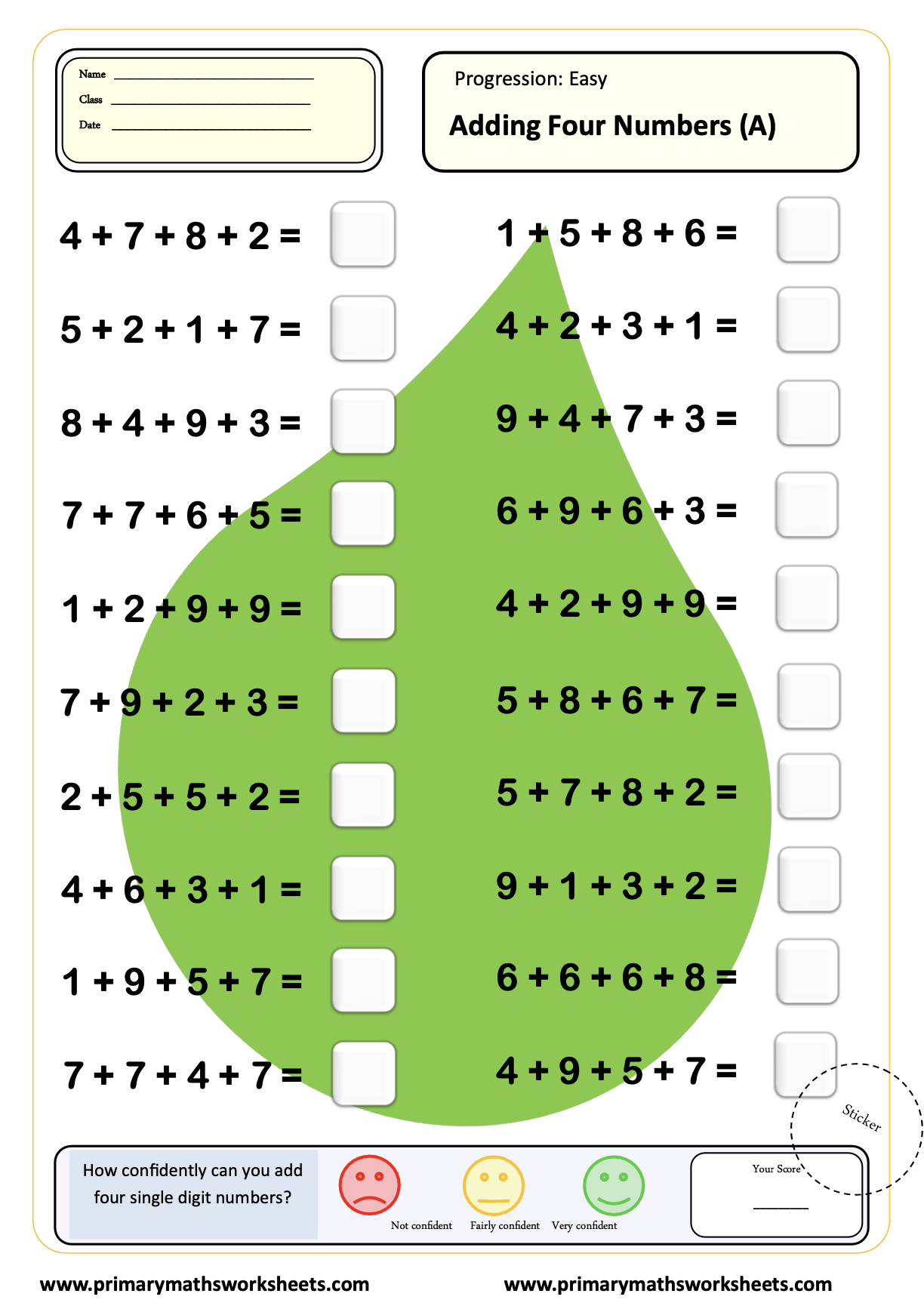 Year 4 Addition Worksheets 2