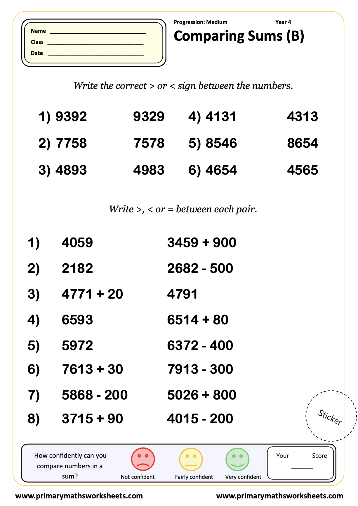 Year 4 Place Value Worksheets