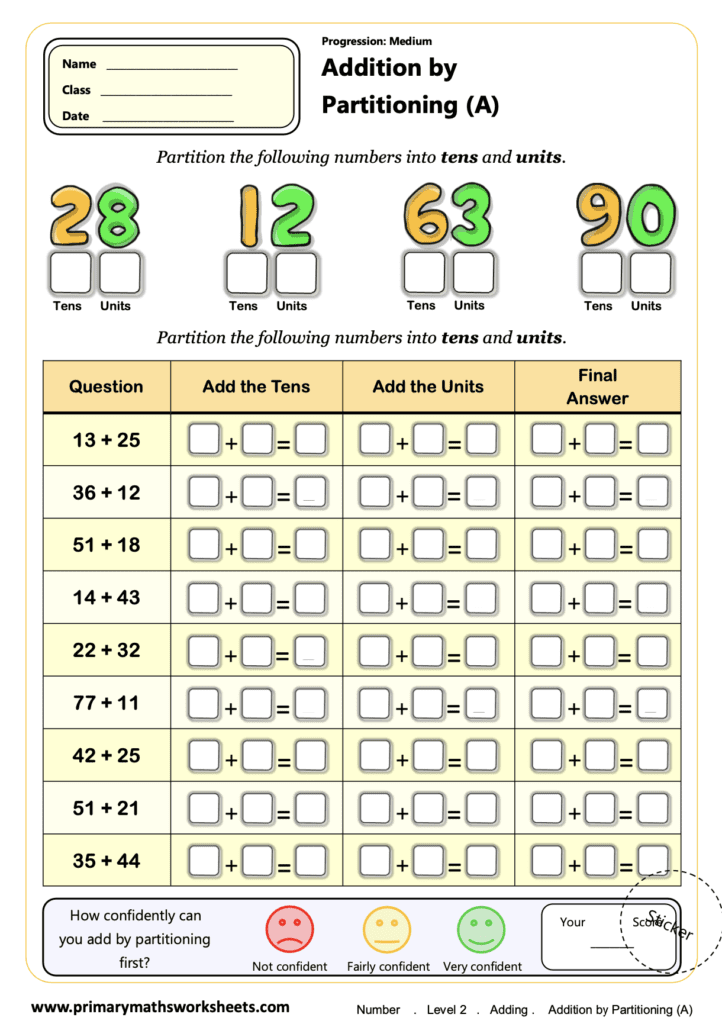 Year 2 addition worksheets