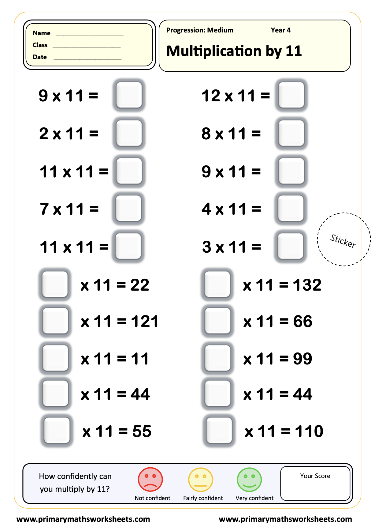 Year 4 Multiplication Worksheets 3